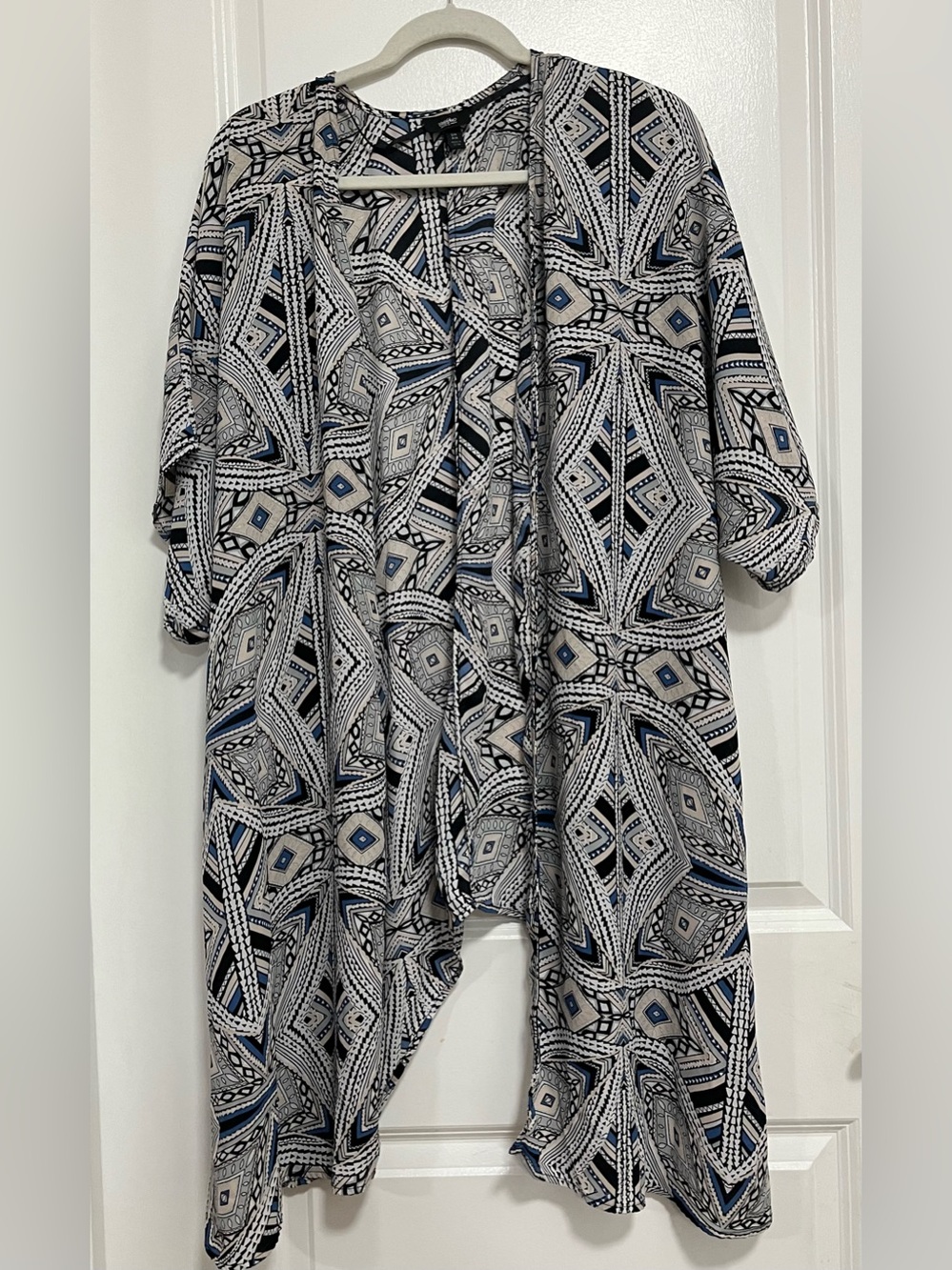 Mossimo Geometric Print Open Front Kimono Cardigan High-Low S/M Boho - Picture 2 of 11